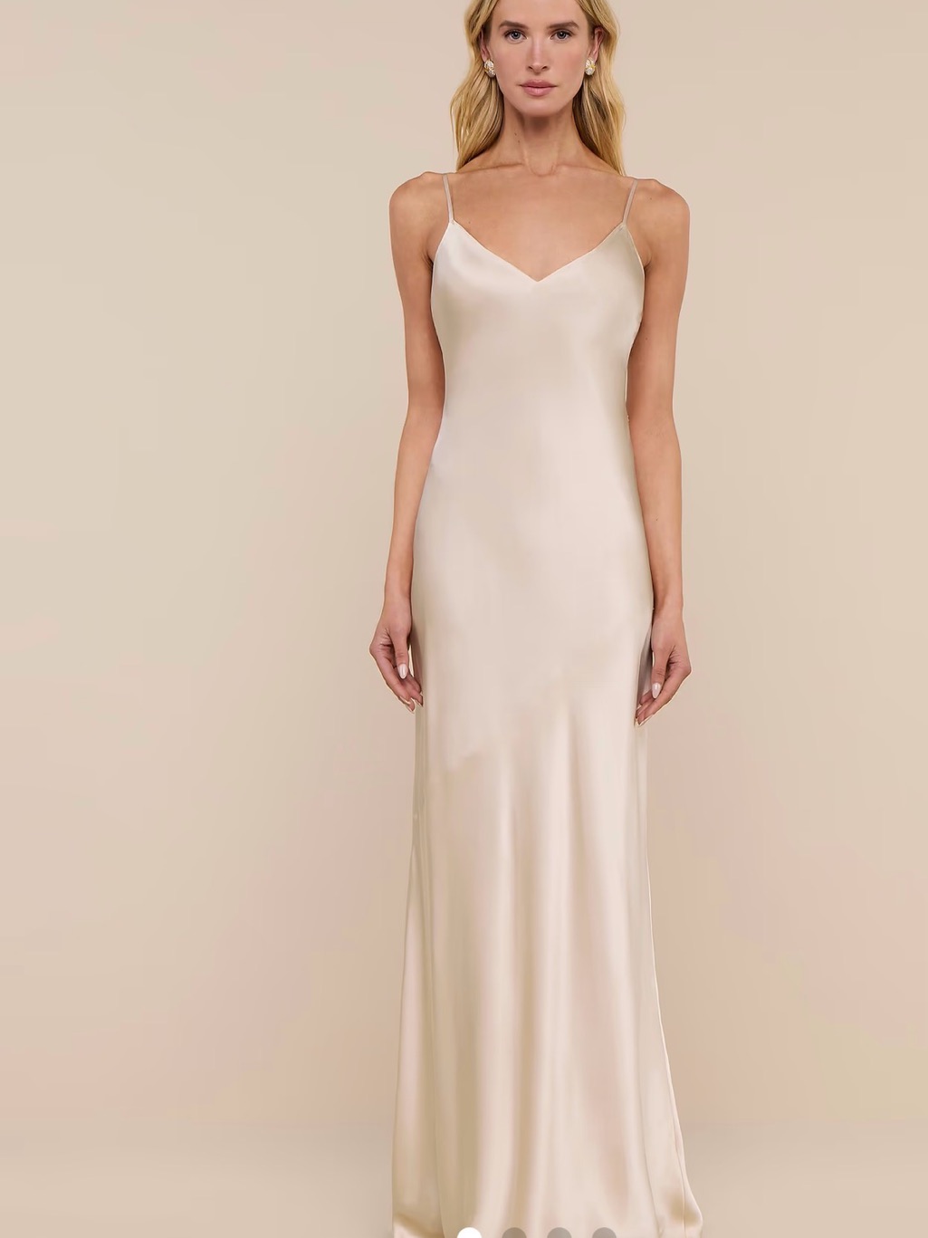 L'agence Champagne Satin Strapless Slip Dress